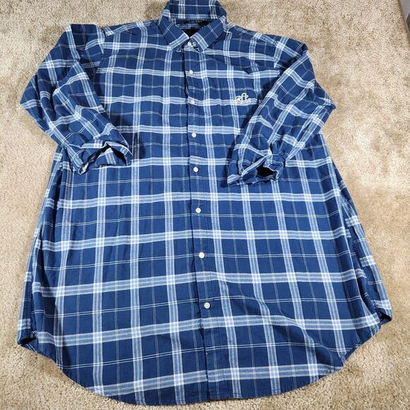 LAUREN Ralph Lauren Blue Plaid 3/4 Sleeve Button Down Size XL Embroidered - Picture 2 of 8